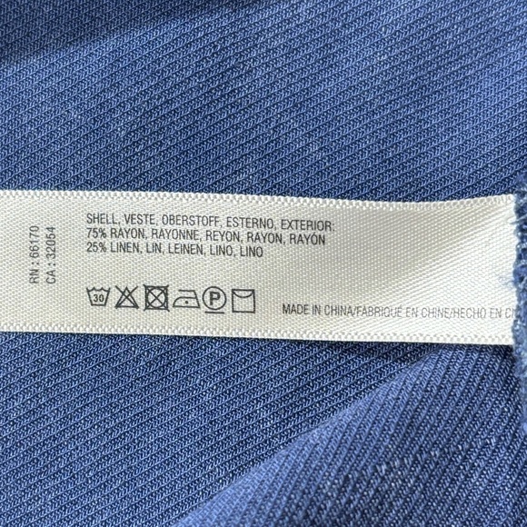 Pure Good Linen Rayon Blend Blue Coastal Beach Vacation Minimalist Sz M - Picture 3 of 7